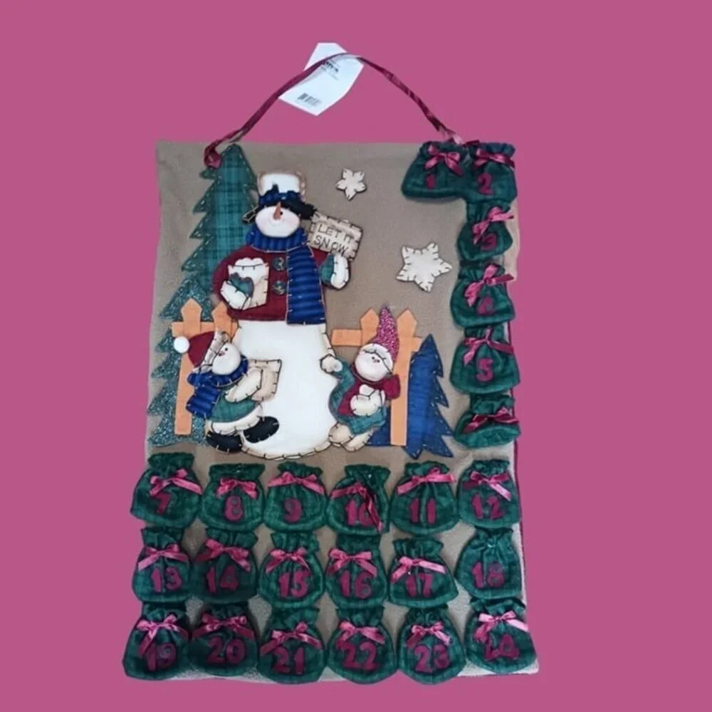 Gerson advent snowman hanging fabric calendar